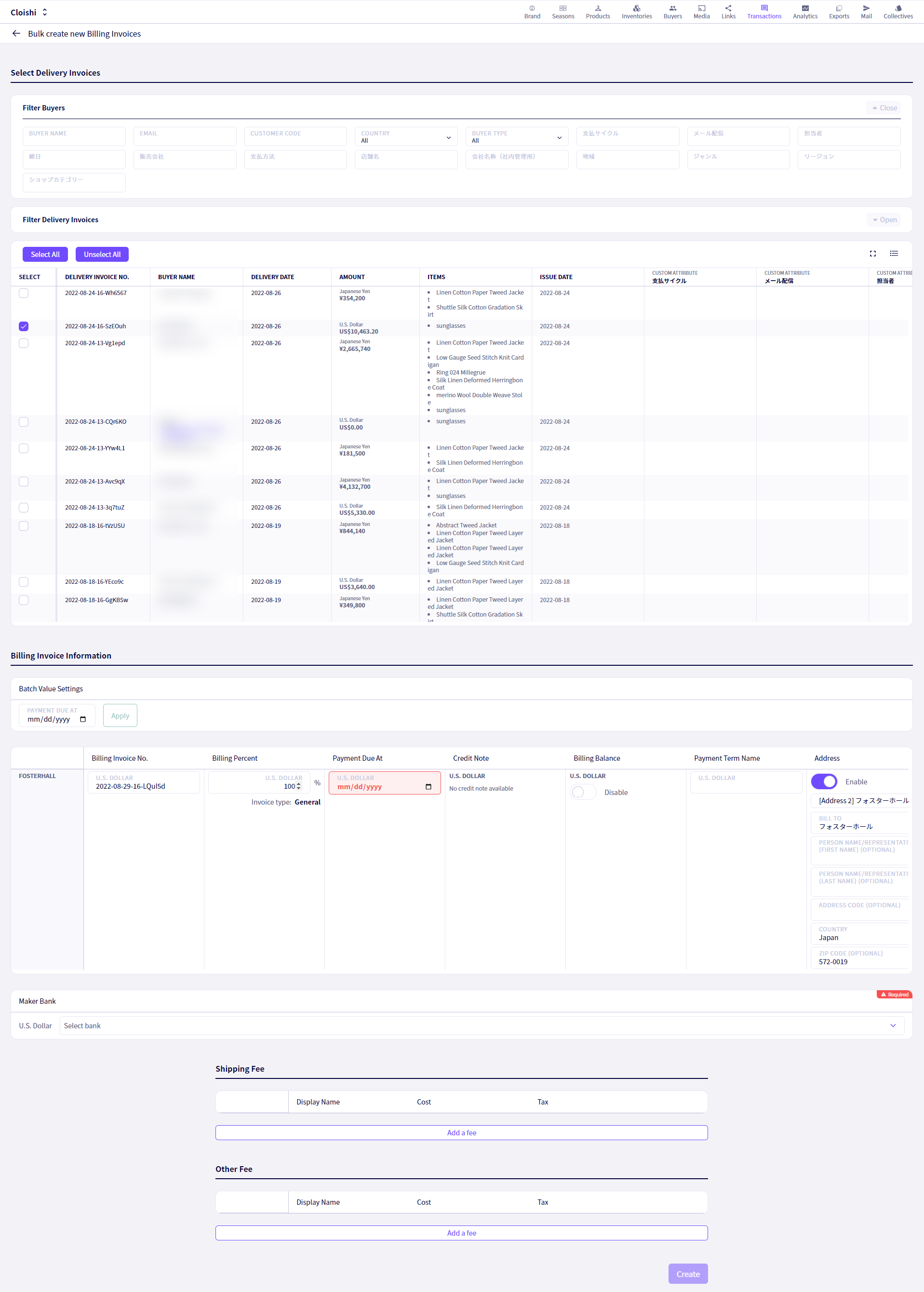 Make Billing invoices on DEXTRE