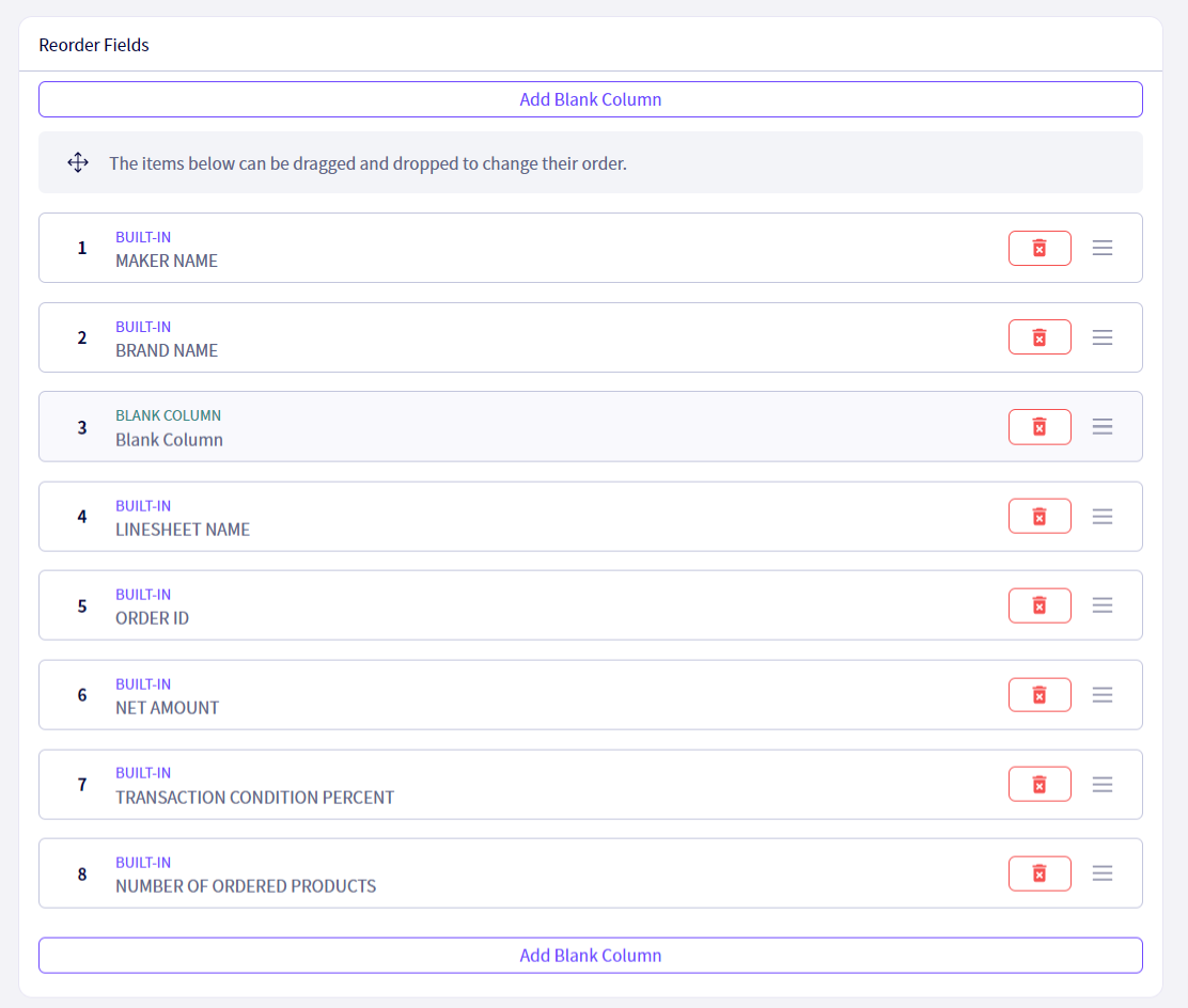 Custom order data export for the Buyer application