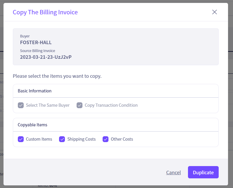 The ability to duplicate original billing invoices has been added.